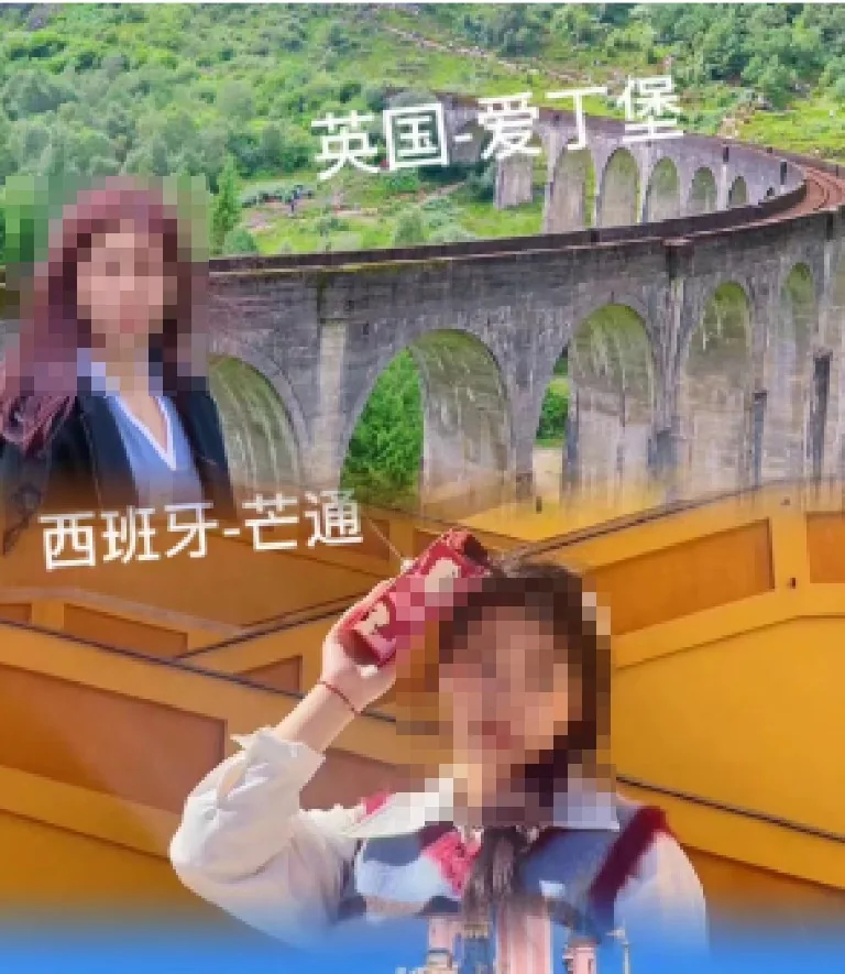 学员在英国爱丁堡与西班牙芒通的留影