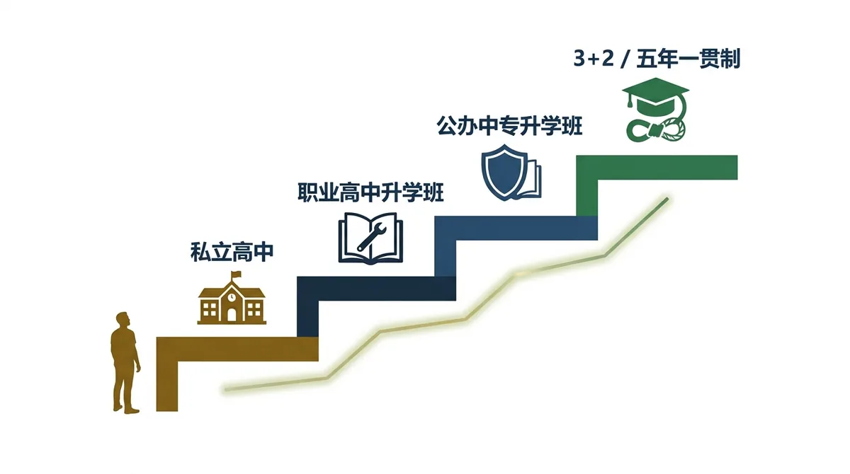四条升学出路阶梯示意图